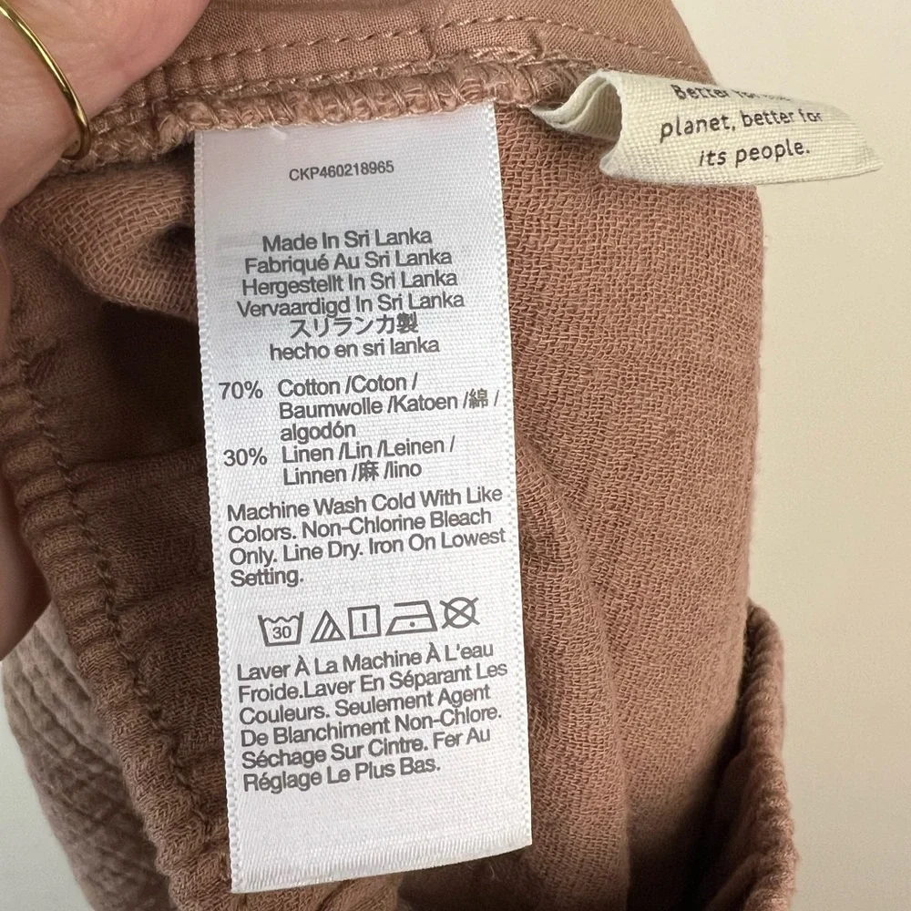 Madewell Linen Blend Tan Pull On Pants, XS